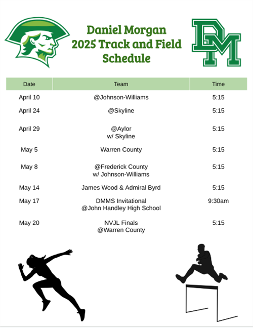 DMMS Track and Field Schedule